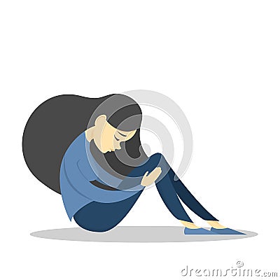 Sad girl in depression . Woman in sadness. Grief Stock Photo