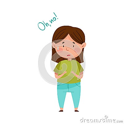 Sad Girl Feeling Upset and Sorry Vector Illustration Vector Illustration