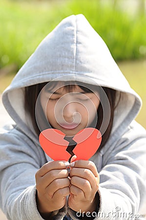 Sad Girl Praying to Reconcile from Broken Heart Stock Photo