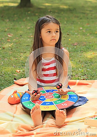 Sad girl with target Stock Photo