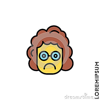 Sad girl, woman yellow icon vector, emoticon symbol. Modern symbol for web and mobile apps. Very Sad Emoticon Icon Vector Vector Illustration