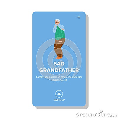 Sad Grandfather Feeling Alone And Crying Vector Vector Illustration