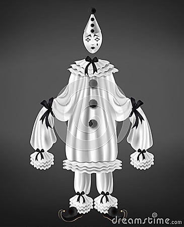 Sad harlequin costume 3d realistic vector Vector Illustration