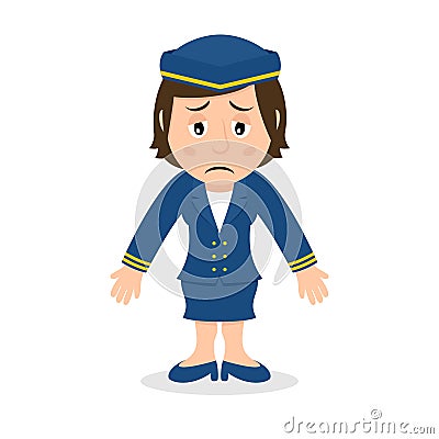 Sad Hostess Cartoon Character Vector Illustration