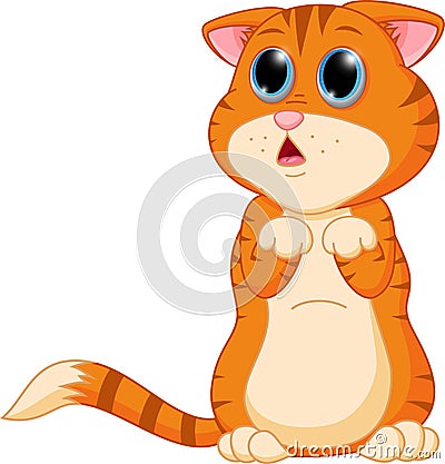 Sad Kitten cartoon standing Vector Illustration