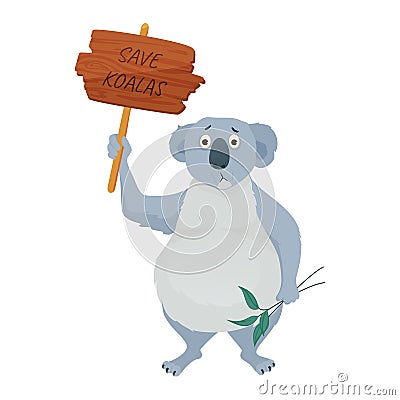 Koala protection poster Vector Illustration