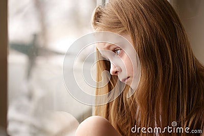 Sad little girl Stock Photo