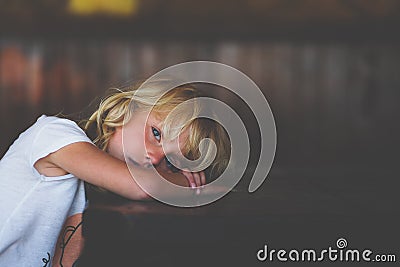 Sad little girl Stock Photo