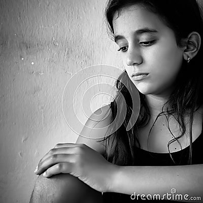 Sad and lonely girl Stock Photo