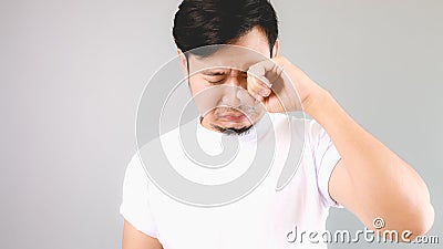 Sad man crying like a chlid. Stock Photo