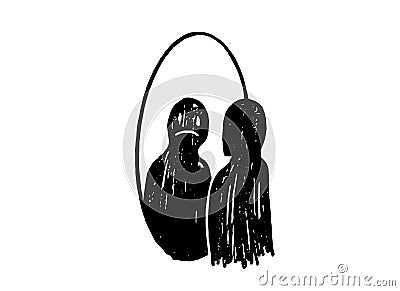 Sad man face reflex on mirror hand drawn stroke isolated on white background. Mental health, illness ,brain development ,and Vector Illustration
