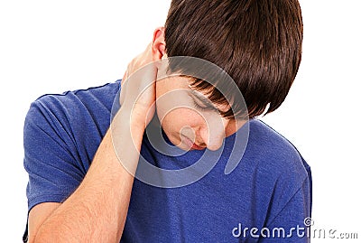 Sad Man feel a Pain Stock Photo