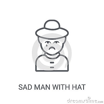 Sad man with hat icon. Trendy Sad man with hat logo concept on w Vector Illustration