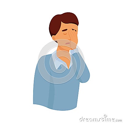 Sad man office worker cover his sad face Vector Illustration