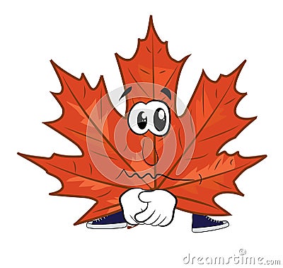 Sad mapple leaf cartoon Cartoon Illustration