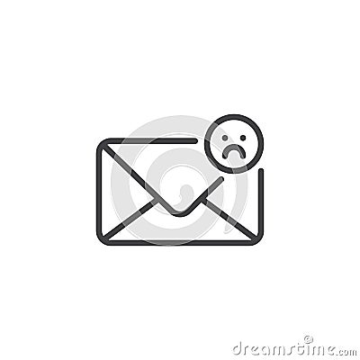 Sad message envelope outline icon Vector Illustration