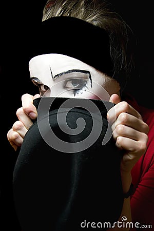 Sad mime with a hat Stock Photo