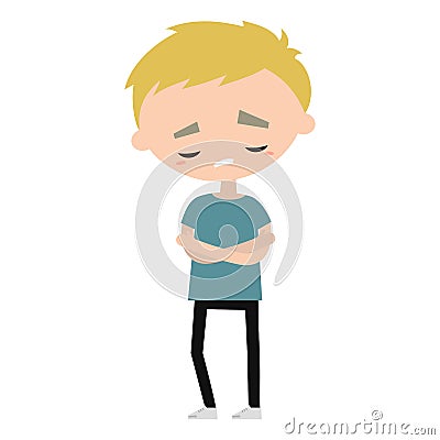 Sad offended blond boy cartoon illustration Cartoon Illustration