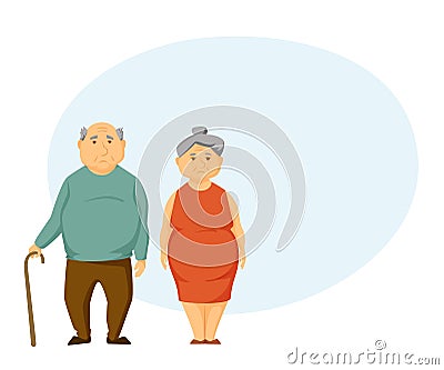 Sad old couple Vector Illustration