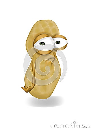 Sad peanut, disappointed cartoon character Cartoon Illustration