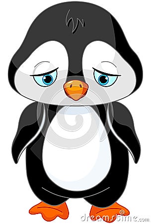 Sad Penguin Vector Illustration