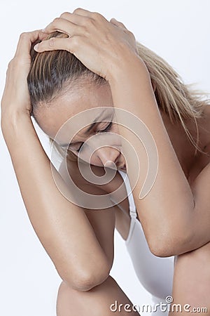 Prostrate woman on her own Stock Photo