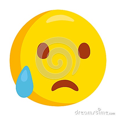 Sad but Relieved Emoji Icon Illustration. Disappointed Vector Symbol Emoticon Design Doodle Vector. Vector Illustration