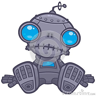 Sad Robot Vector Illustration