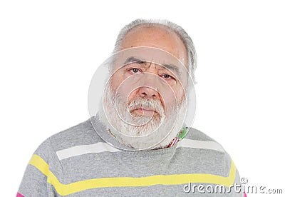 Sad senior man with white beard Stock Photo