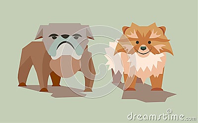 Sad and Smiling dogs Vector Illustration