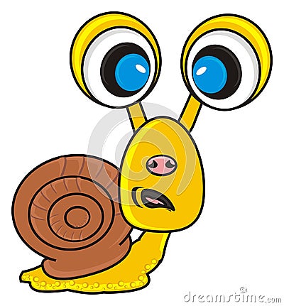 Sad snail with big eyes Stock Photo