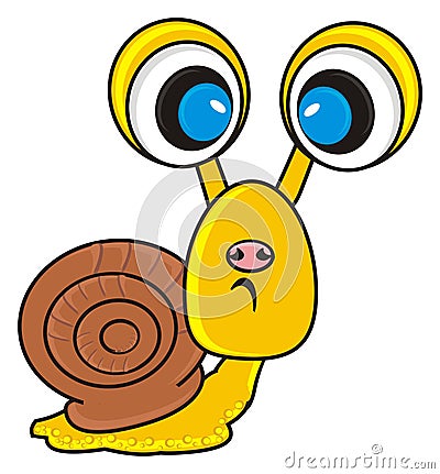 Sad snail with big eyes Stock Photo