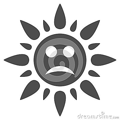 Sad Sun Light Flat Icon Vector Illustration