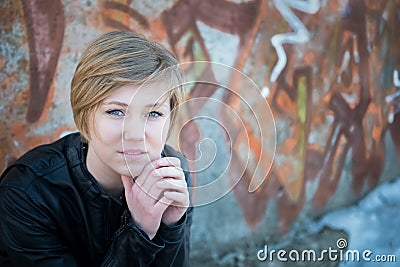 Sad teen girl Stock Photo