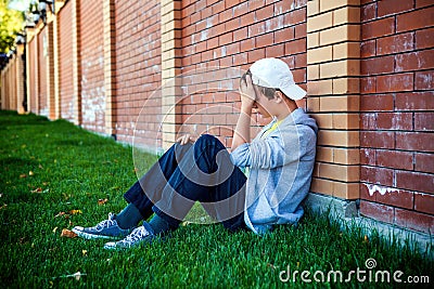 Sad Teenager outdoor Stock Photo