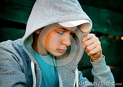 Sad Teenager outdoor Stock Photo