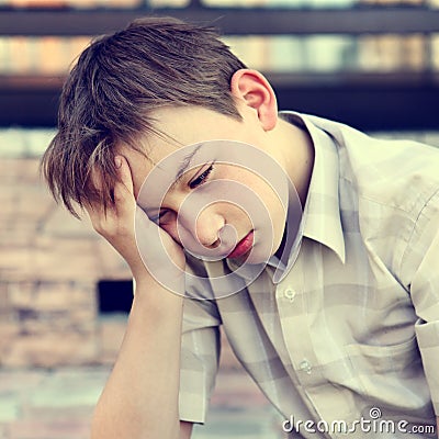 Sad Teenager outdoor Stock Photo