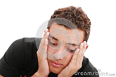 Sad teenager portrait close up Stock Photo