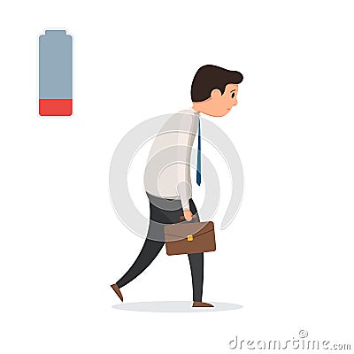 Sad tired businessman Vector Illustration