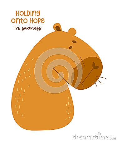 Sad unhappy capybara. Vector illustration. animal capibara rodent in flat style for design. Vector Illustration