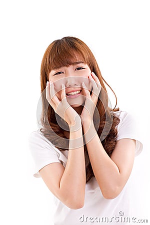 Sad, unhappy, disappointed woman isolated Stock Photo