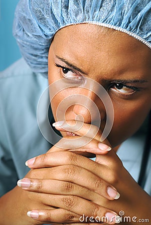 Sad and unhappy nurse Stock Photo