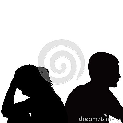 Sad unhappy young couple having problems Vector Illustration