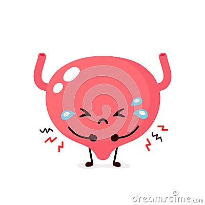 Sad unhealthy sick human Bladder Vector Illustration