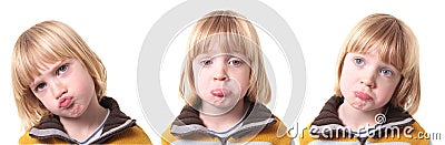 Sad upset child isolated Stock Photo