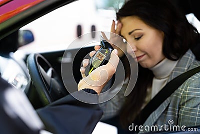 Sad Woman With Alcohol Intoxication Stock Photo