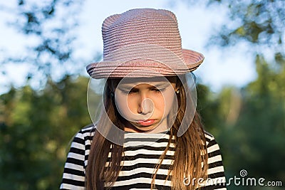 Sad younf girl. Frustrated emotion. Resentment and anger, grief and trouble concept Stock Photo