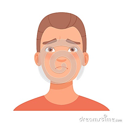 Sad young guy. Vector illustration in cartoon style. Vector Illustration