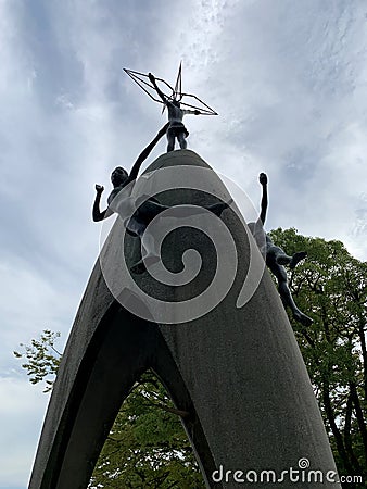 Sadako Sasaki statue at Hiroshima peace memorial park Editorial Stock Photo