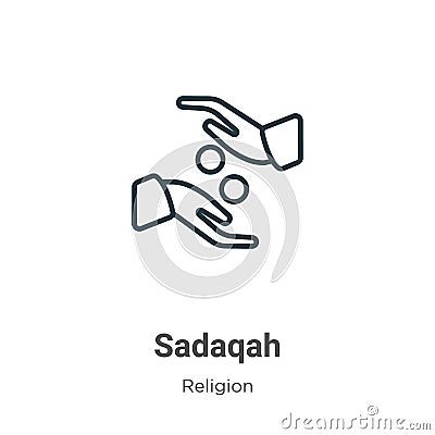 Sadaqah outline vector icon. Thin line black sadaqah icon, flat vector simple element illustration from editable religion concept Vector Illustration